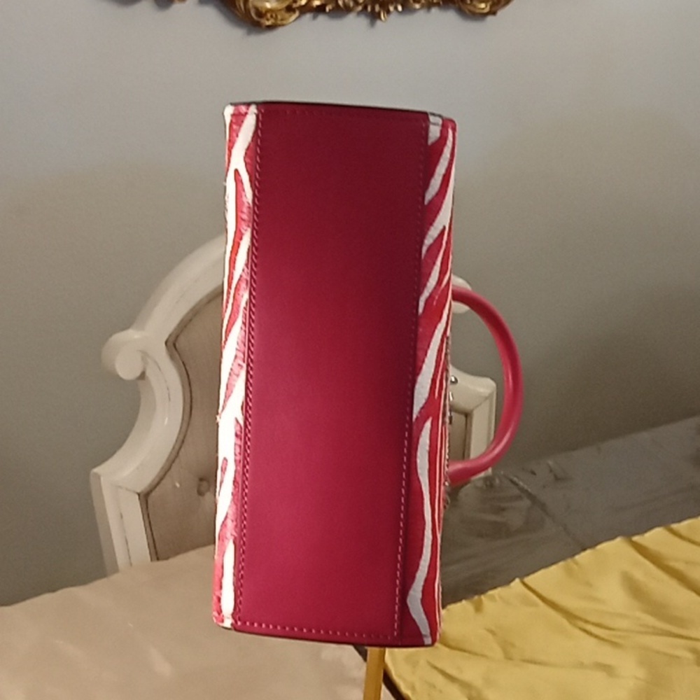 Michael Kors NWT Hamilton Small PINK Zebra Print Calf Hair Satchel $558 retail - Picture 6 of 7